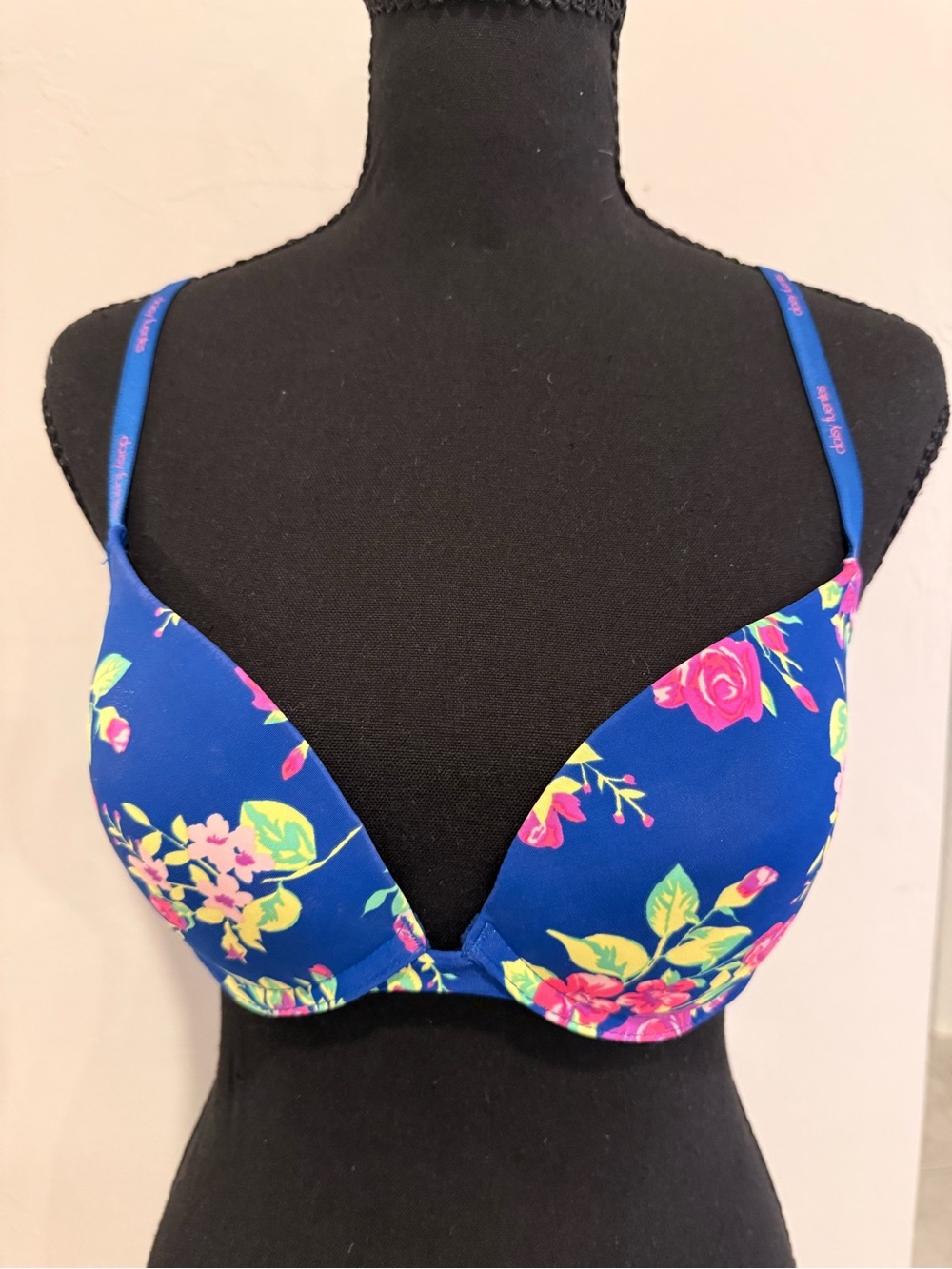 Daisy Fuentes Bright Floral Push-Up Bra in Royal Blue
